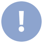 blue icon with exclamation point