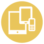 gold icon bpo - ipad and cell phone