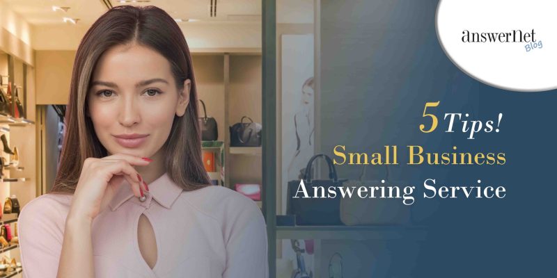 Small Business Answering - business woman in pink blouse standing in front of accessory store